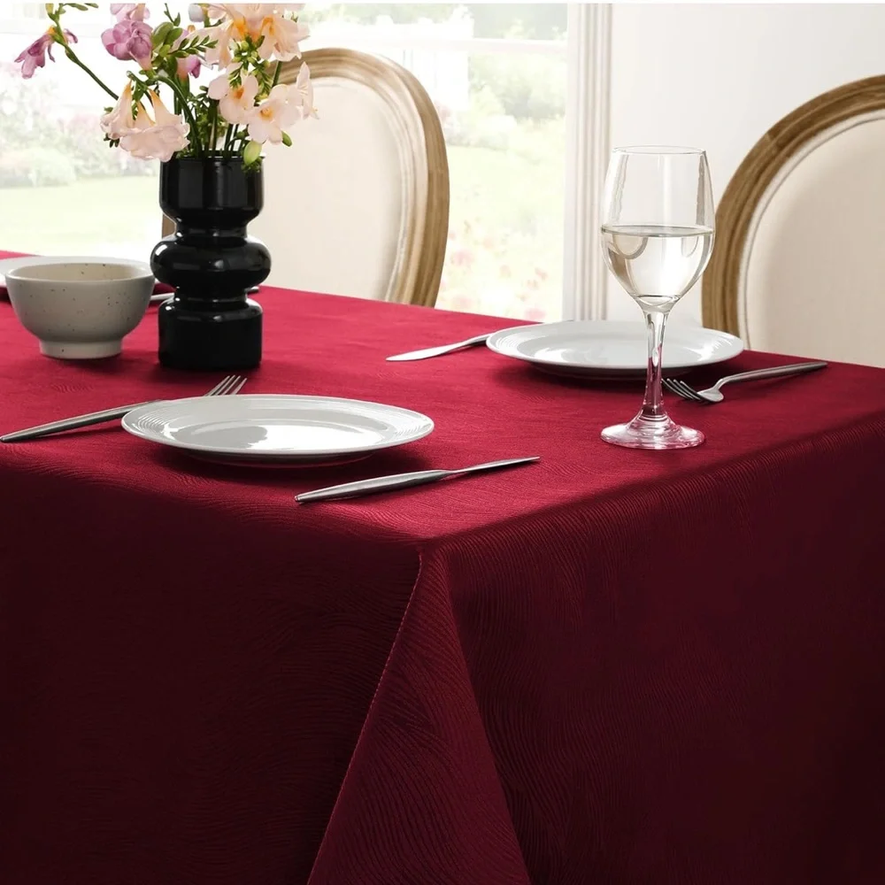 Rectangle Tablecloth Swirl Design Waterproof Stain Resistant Table Cover 52 x70”